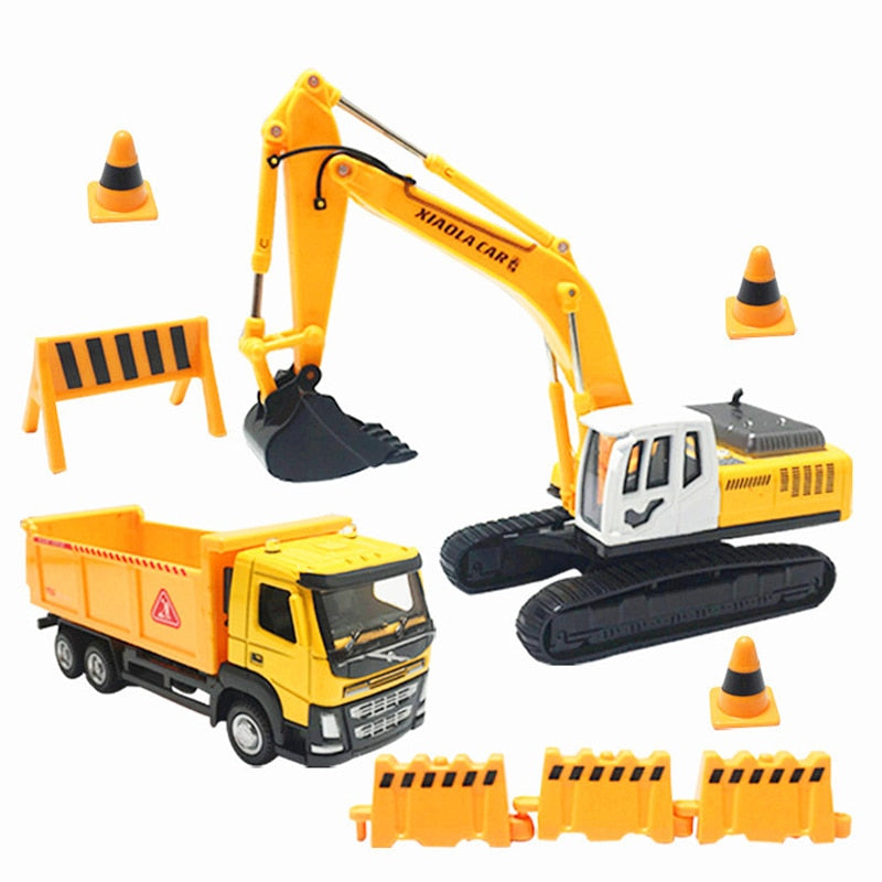 1:50 Scale Alloy Engineering Car Model Toy Dump Truck Excavator Scene Set Model  Vehicles Toys ForKids Gift Collectible