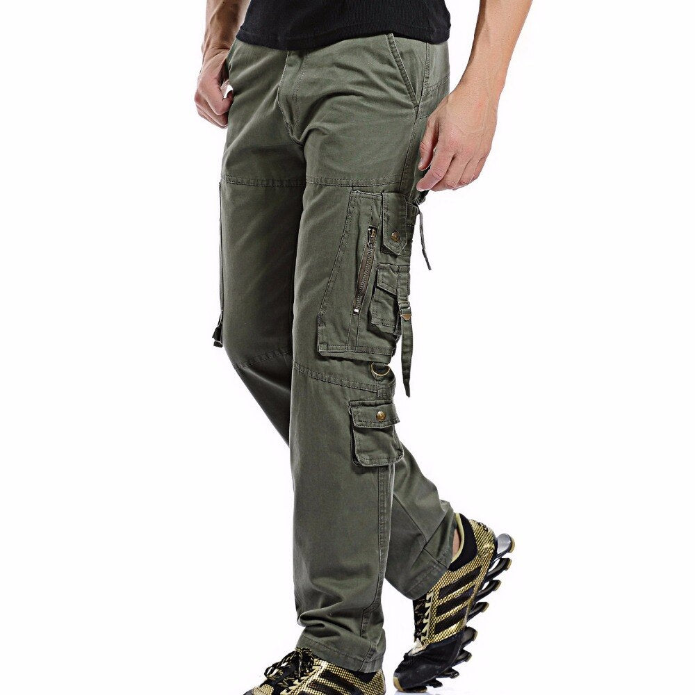 Cargo Pant Men Multi-Pocket Overall Male Combat Cotton Straight Trousers Army Casual Joggers Pants Plus Size 42 Full Length
