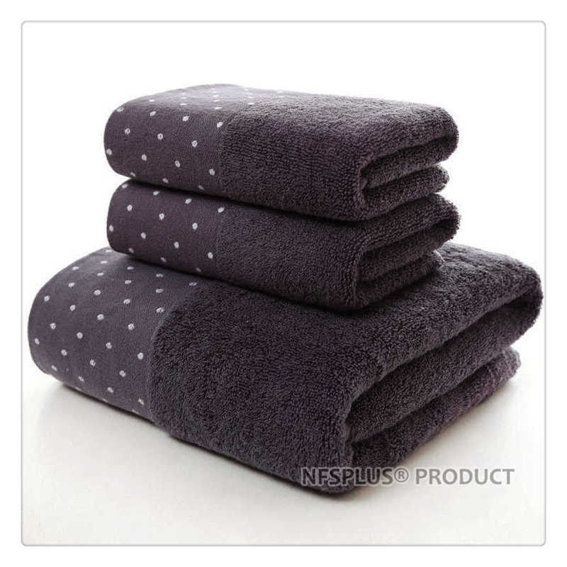 Cotton Bath Towel Set for Bathroom 2 Hand Face Towels 1 Bath Towel for Adult White Brown Grey Terry Washcloth Travel Sport Towel