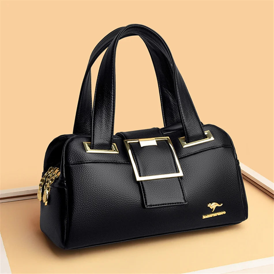 Women Multi-layers Top-handle Bag Quality Leather Handbags Purses Female Luxury Designer Large Capacity Boston Ladies Sac A Main