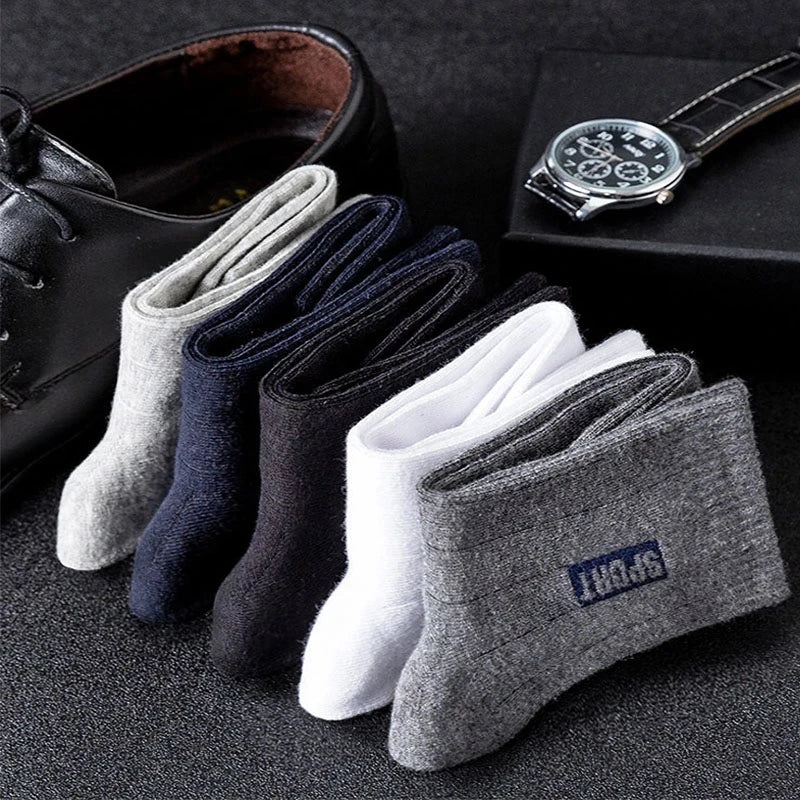 20Pcs=10Pairs High Quality Men Socks Cotton Breathable Sweat-Absorbent Middle Tuble Black Socks Deodorant Business Men Gift Sock