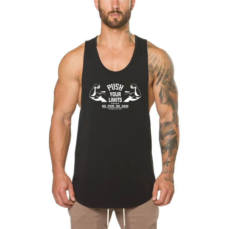 Gym Clothing Bodybuilding Stringer Tank Top Men Fitness Tanktop Summer Cotton Sports Muscle Vest Male Fashion Sleeveless Shirts