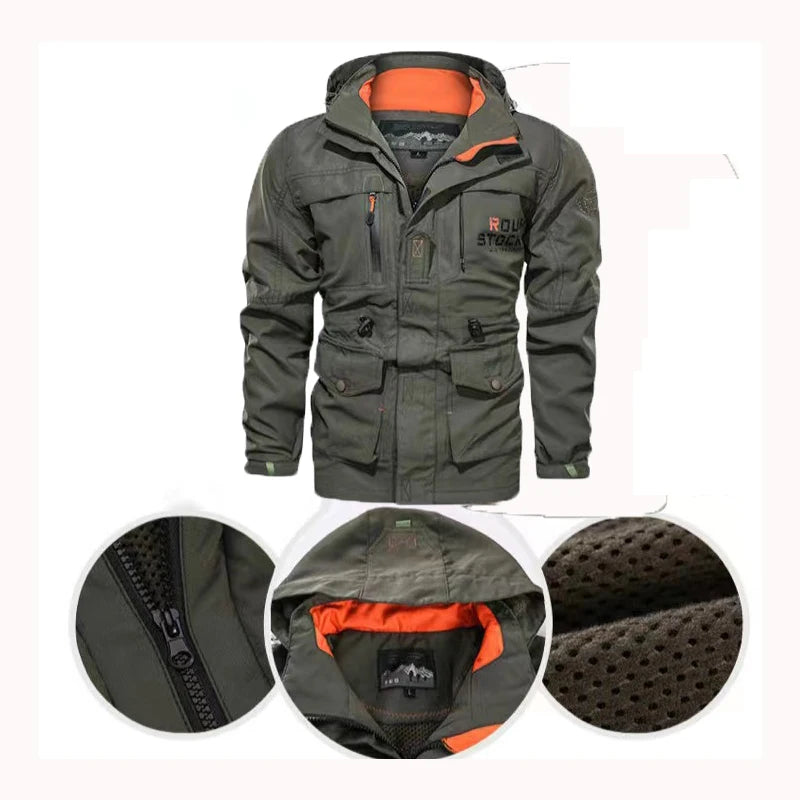 Men's Spring Autumn Coat Outdoor Jackets Male Hoodie Hiking Camping Trekking Climbing Casual Plus Size Oversized Windbreaker