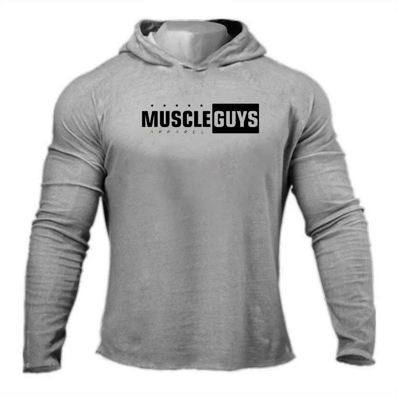 Muscle Guys Brand Autumn Fitness Clothing Mens Hooded T Shirt Bodybuilding Long Sleeve Tshirt Gym Tee Shirt Sweatshirts