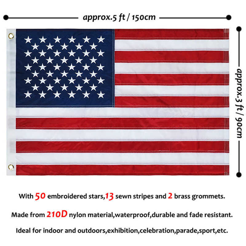 Thicken Nylon American Flag USA US Marine Texas UK EU Rainbow LGBT 3x5 Ft Decorative Flags and Banners For Home and Outdoors