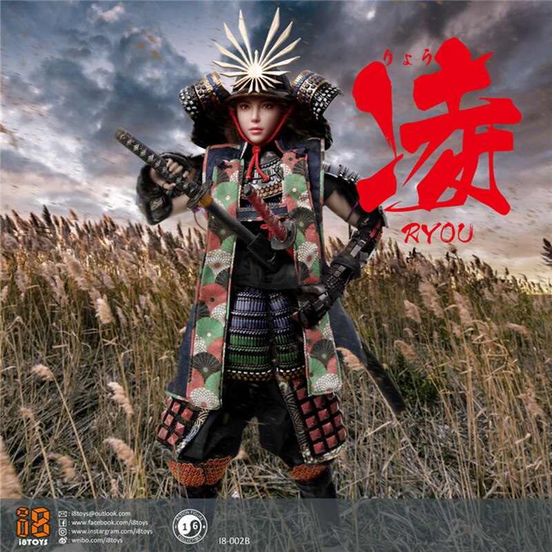 1/6 Scale Japan Samurai Female Warrior 2.0 12Inches Action Figure Red/Black Armor Version Model Collectible Display  I8-002 Ryou