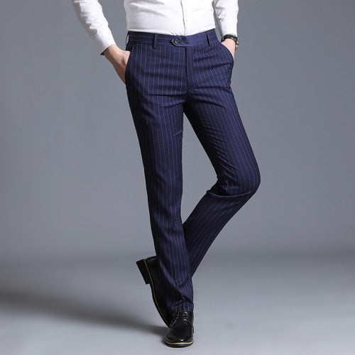 2023 Mens Suit Pants Fashion Business Casual Formal Suit Trousers Men Stripe Straight Men Dress Pant Trajes De Hombres De Vestir