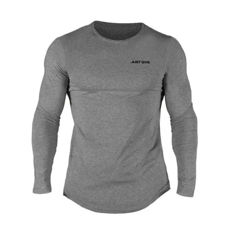 Muscleguys Bodybuilding long sleeve T-shirt men brand clothing casual Letters print T shirt male tops stretch o neck Tshirt