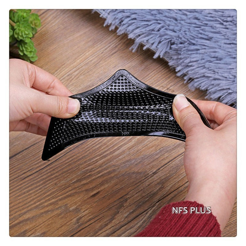 4 Pack Sticky Mat Carpet Rug Grippers 10.5x10.5x15cm Triangle Anti Slip Silicone Washable Reusable Floor Mat Door Carpet Pad