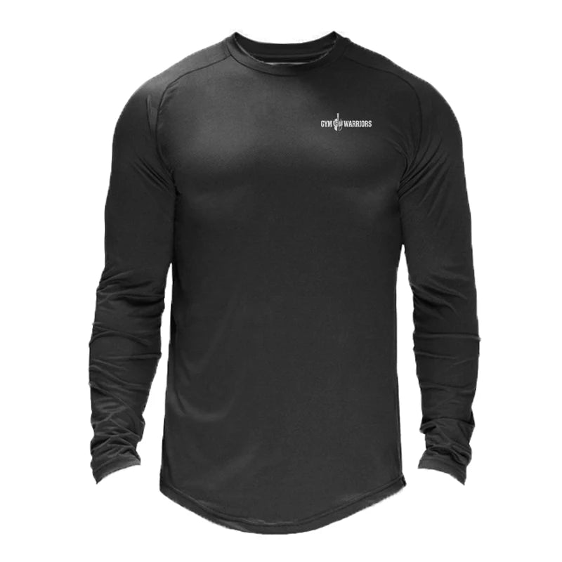 Mens Brand Gym Clothing Mesh Running Long Sleeve T-Shirt Tight Tops Tees Homme Solid Quick Dry Bodybuilding Fitness Tshirt