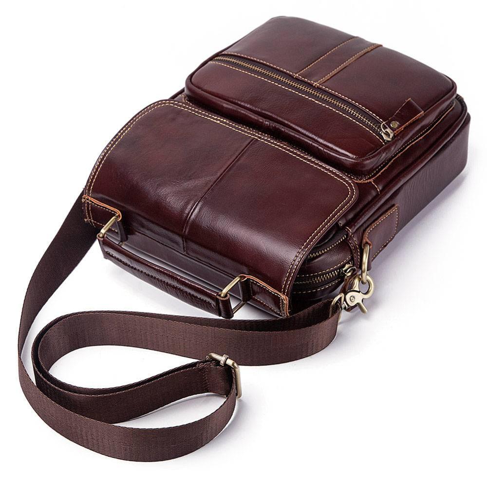 HUMERPAUL Genuine Leather Shoulder Bag Casual Men Crossbody Messenger Bags Top Quality Vintage Male Handbag Bolsos for 7.9" Ipad