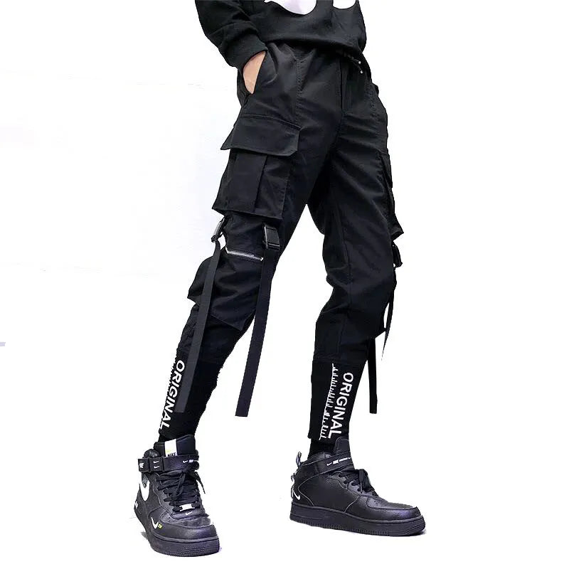 Men's Retro High Streetwear Cargo Pants Men Loose Straight Casual Sweatpants Joggers