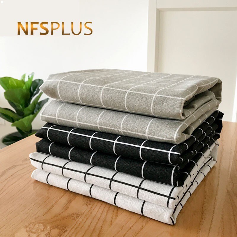 Plaid Table Cloth 3 Colors 8 Sizes Cotton Linen Blending Fabric White Grey Black Tablecloth Table Covers Decoration