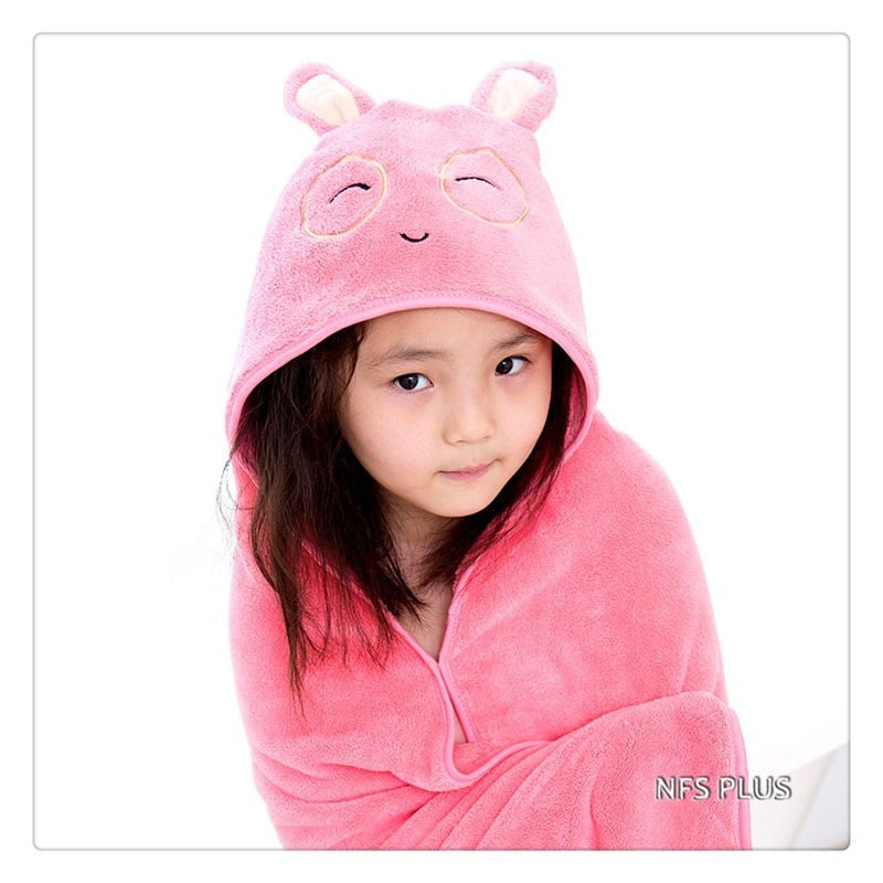 Velvet Baby Hooded Bath Towel for Kids Children Cute Rabbit Duck Beer Styles Poncho Bathrobe Bath Robe Travel Beach Towel