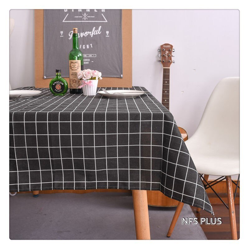 Plaid Table Cloth 3 Colors 8 Sizes Cotton Linen Blending Fabric White Grey Black Tablecloth Table Covers Decoration