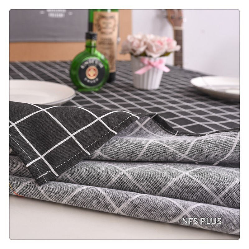 Plaid Table Cloth 3 Colors 8 Sizes Cotton Linen Blending Fabric White Grey Black Tablecloth Table Covers Decoration