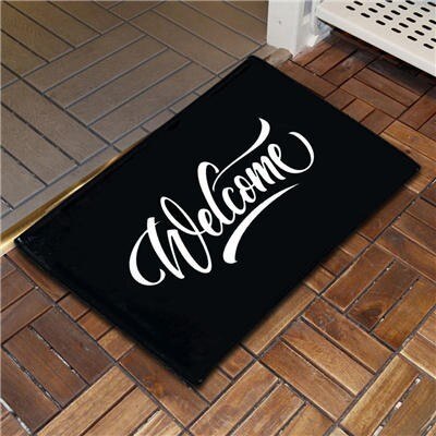 Welcome Front Door Mat Carpet Flannel Fabric Suede Anti-Slip Floor Mat Rug Home Decorative Custom Indoor Doormat for Entrance