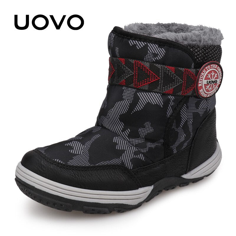 Winter Boots Kids UOVO 2021 New Arrival Warm Shoes Fashion  Plush Boys and Girls Snow Footwear Size #28-36