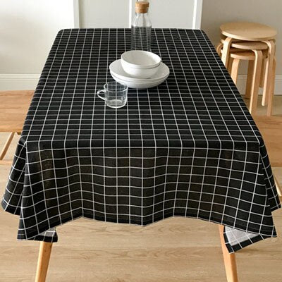 Plaid Table Cloth 3 Colors 8 Sizes Cotton Linen Blending Fabric White Grey Black Tablecloth Table Covers Decoration