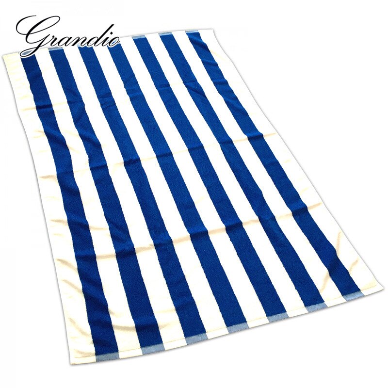 100% Cotton Beach Towel 80x150cm Blue White Striped Luxury Heavy Thick Terry 650g Absorbent Hotel Bathroom Bath Towel for Adults