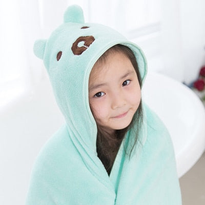 Velvet Baby Hooded Bath Towel for Kids Children Cute Rabbit Duck Beer Styles Poncho Bathrobe Bath Robe Travel Beach Towel