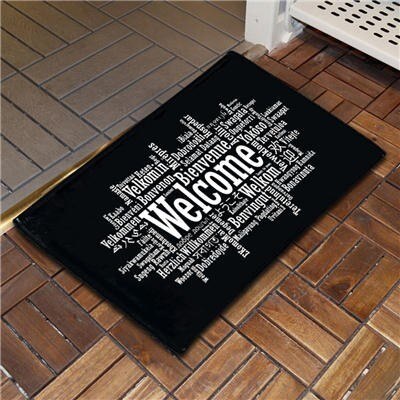 Welcome Front Door Mat Carpet Flannel Fabric Suede Anti-Slip Floor Mat Rug Home Decorative Custom Indoor Doormat for Entrance