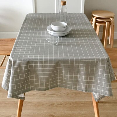 Plaid Table Cloth 3 Colors 8 Sizes Cotton Linen Blending Fabric White Grey Black Tablecloth Table Covers Decoration