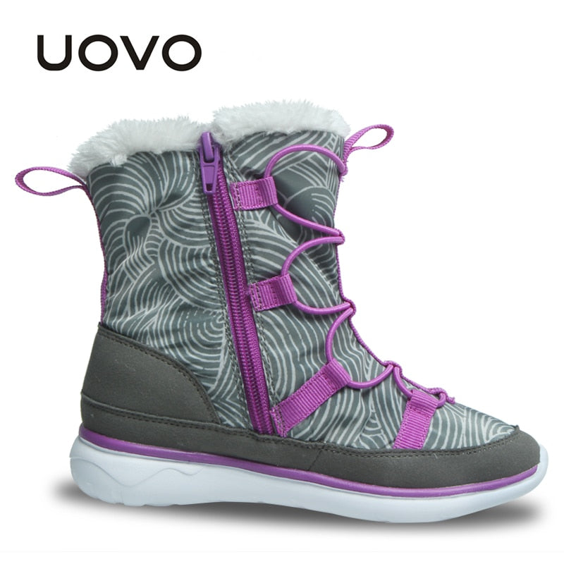 UOVO 2021 New Warm Kids Footwear Fashion Snow Boots Children Sport Shoes For Boys And Girls Eur Size #28-37