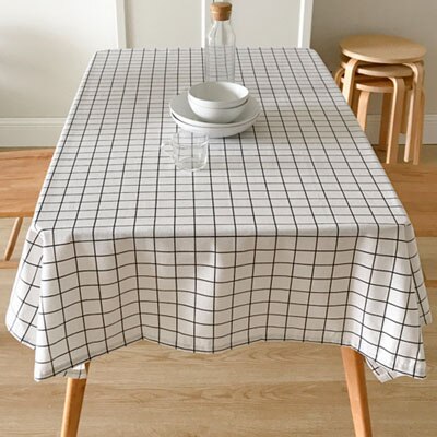 Plaid Table Cloth Rectangular Tablecloth Dinning Wedding Cotton Linen Black Grey White Home Party Decorative Table Cover Mat