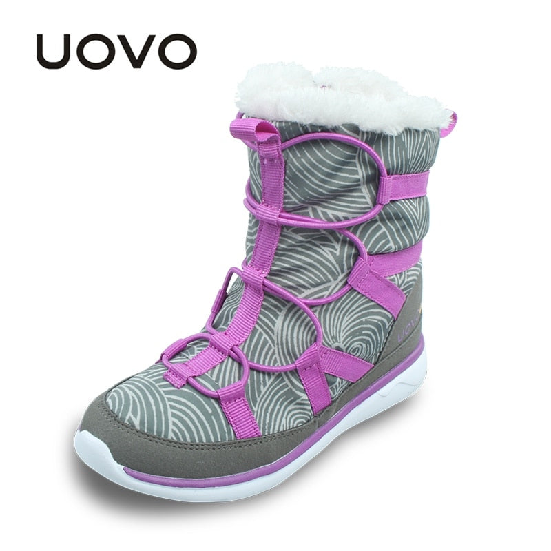 UOVO 2021 New Warm Kids Footwear Fashion Snow Boots Children Sport Shoes For Boys And Girls Eur Size #28-37