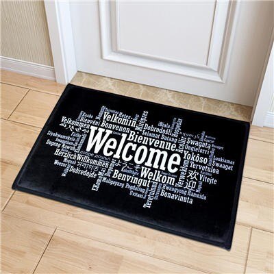 Welcome Doormat Entrance Mat Hallway Simple Black White Printed Anti-Slip Floor Mat Area Rugs Funny Custom Front Door Mat Carpet