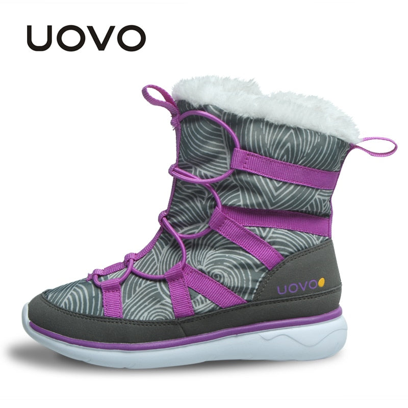 UOVO 2021 New Warm Kids Footwear Fashion Snow Boots Children Sport Shoes For Boys And Girls Eur Size #28-37