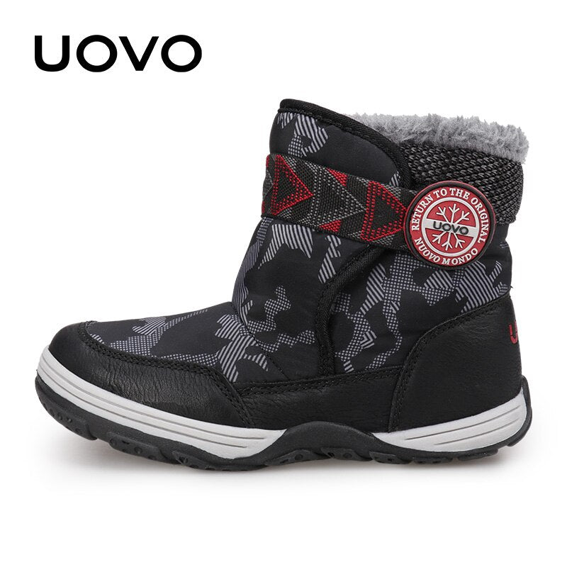 Winter Boots Kids UOVO 2021 New Arrival Warm Shoes Fashion  Plush Boys and Girls Snow Footwear Size #28-36