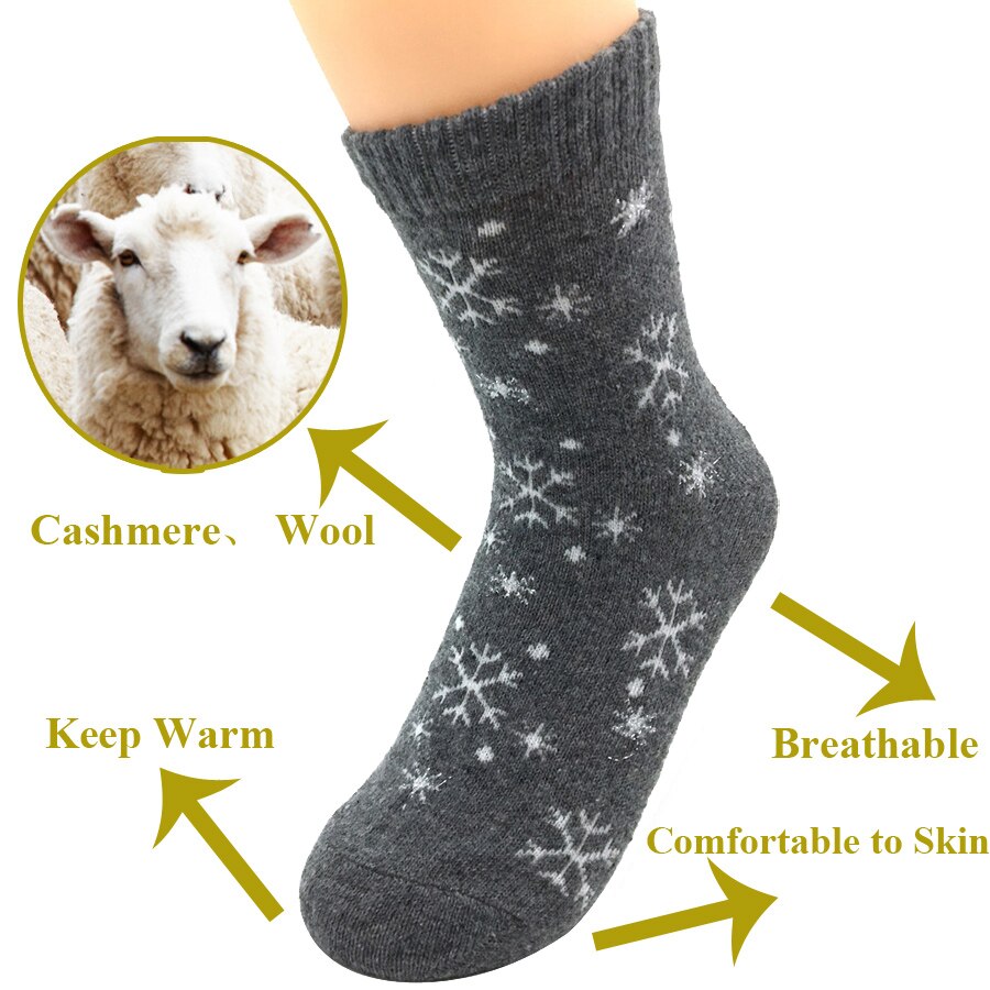 5 Pairs/Lot Wool Socks Women Warm Winter Snow Flower Deer Maple Leaf  Pattern Cashmere Socks Ladies Girls Christmas Gift 5 Style