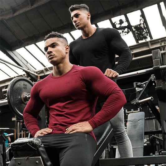 Spring Fashion Men's Cotton Long Sleeve T-shirt Gym Tshirts Male Bodybuilding Tee Shirts Men Fitness T Shirt For Man Sportswear