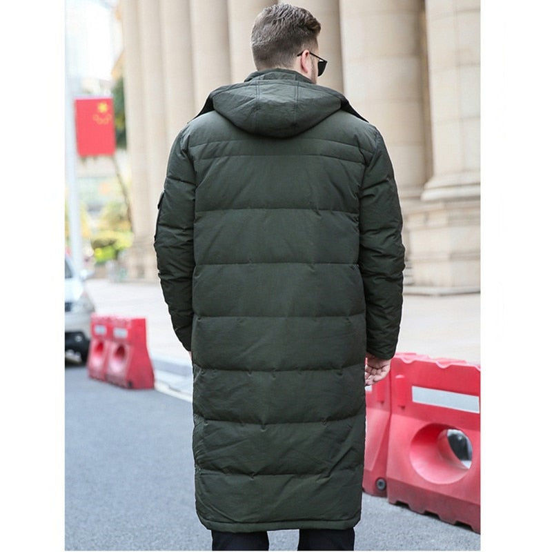 Extra Long Winter White Down Jacket Men 2020 86% Black Cargo Thick Coat Hooded Warm Male Plus Size 6XL 7XL 8X 9XL 10XL Clothing