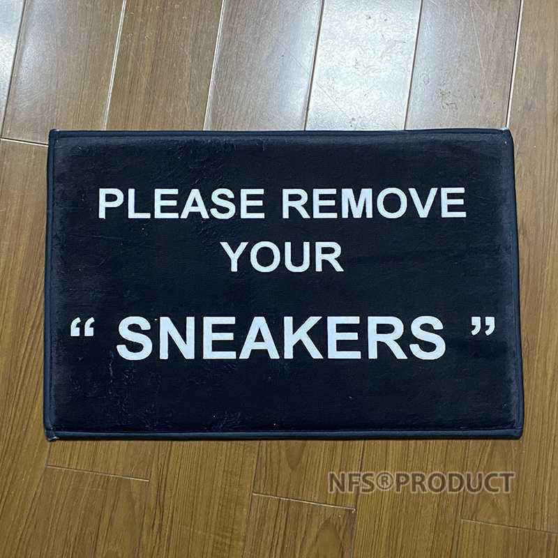 Custom Door Mat Floor Carpet 40x60CM Black Flannel Fabric REMOVE SNEAKERS KEEP OFF Printed Non Slip Home Decorative Doormat Rug