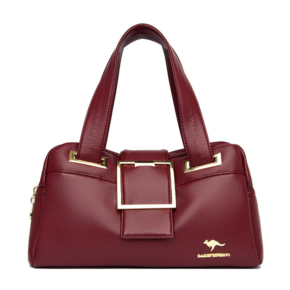 Women Multi-layers Top-handle Bag Quality Leather Handbags Purses Female Luxury Designer Large Capacity Boston Ladies Sac A Main