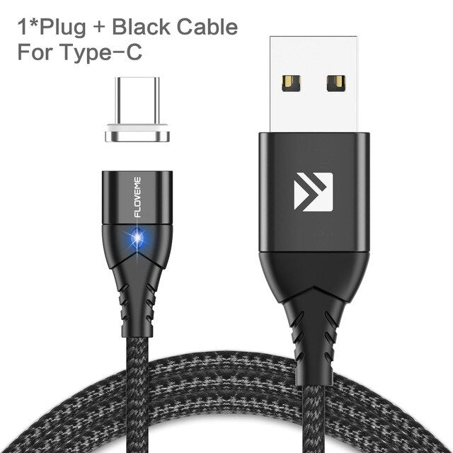 FLOVEME Magnetic Cable Micro USB Type C For iPhone Lighting Cable 1M 3A Fast Charging Wire Type-C Magnet Charger Phone Cable USB