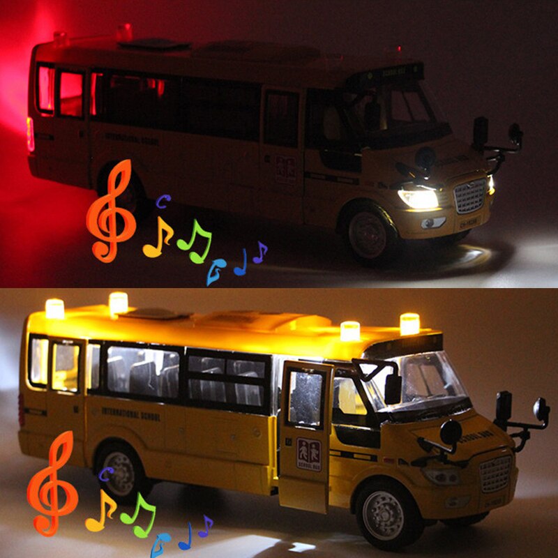 1:32 Scale Big Size America School Bus Toys Diecast Metal Car With Pull Back car vehicle Model Lighting music car hildrens toys
