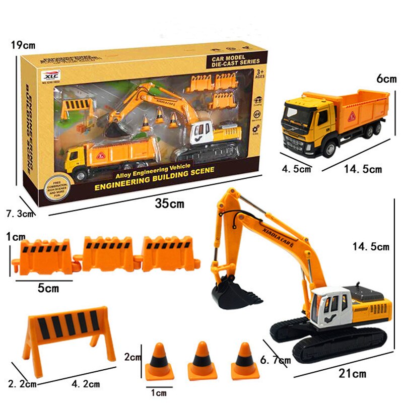 1:50 Scale Alloy Engineering Car Model Toy Dump Truck Excavator Scene Set Model  Vehicles Toys ForKids Gift Collectible