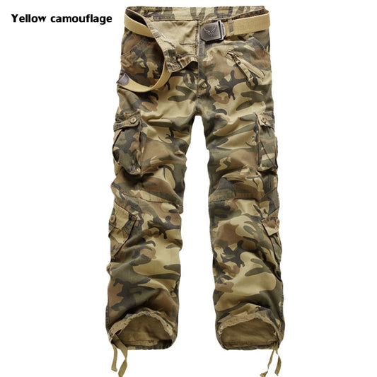 2023 High Quality Men's Cargo Pants Casual Loose Multi Pocket Military Pants Long Trousers for Men Camo Joggers Plus Size 28-40