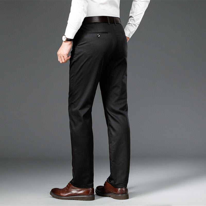 Men Dress Pants Smart Casual Solid Suit Pants Men Office Pants High Quality Mid Full Length Suit Trousers for Man Straight