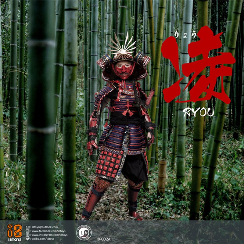 1/6 Scale Japan Samurai Female Warrior 2.0 12Inches Action Figure Red/Black Armor Version Model Collectible Display  I8-002 Ryou