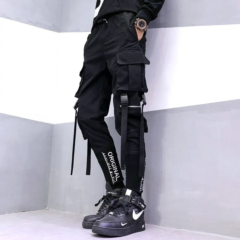 Men's Retro High Streetwear Cargo Pants Men Loose Straight Casual Sweatpants Joggers