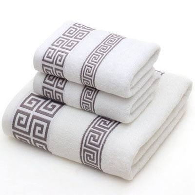 Cotton Towel Set for Adults 2 Face Hand Towel 1 Bath Towel Bathroom Solid Color Blue White Terry Washcloth Travel Sports Towels