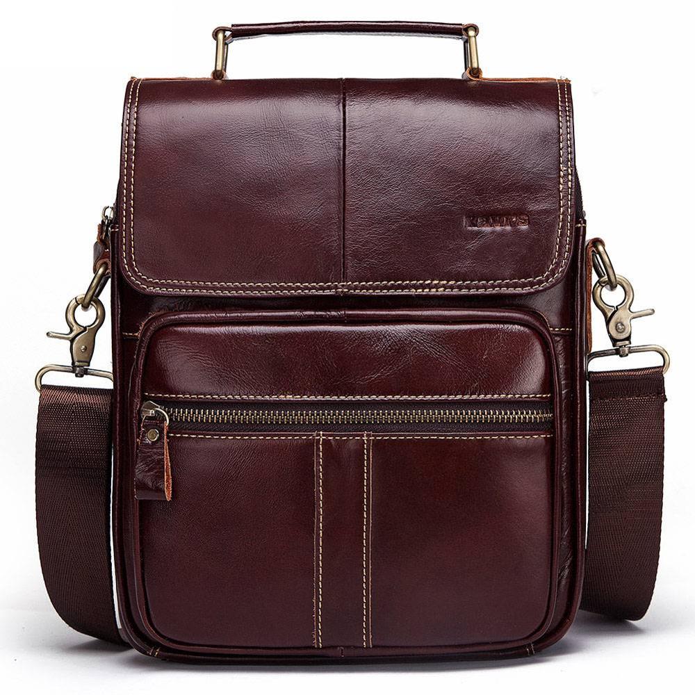 KAVIS NEW Genuine Leather Men's Crossbody Bag Male Business Shoulder Bag for Men High Quality Messenger Bag for 9.7" Ipad Bolsas