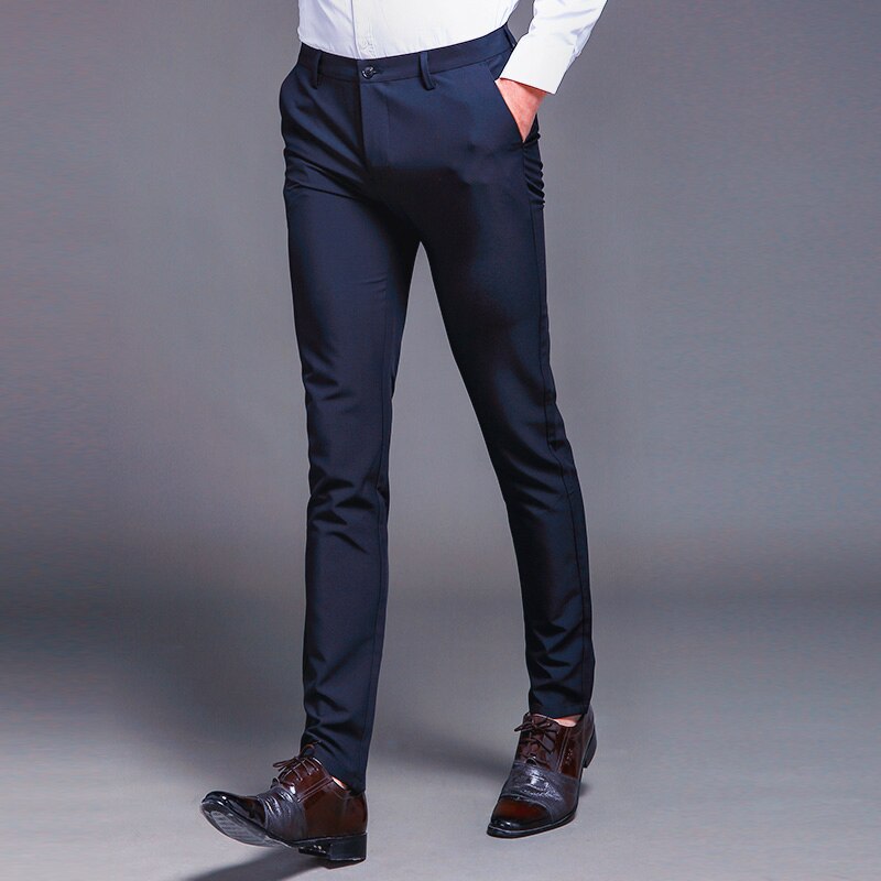 New Fashion High Quality Men Suit Pants Straight Spring Autumn Long Male Classic Business Casual Trousers Slim Fit Full Length
