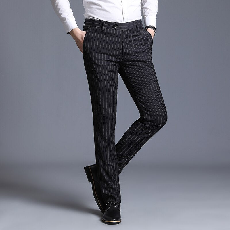 2023 Mens Suit Pants Fashion Business Casual Formal Suit Trousers Men Stripe Straight Men Dress Pant Trajes De Hombres De Vestir