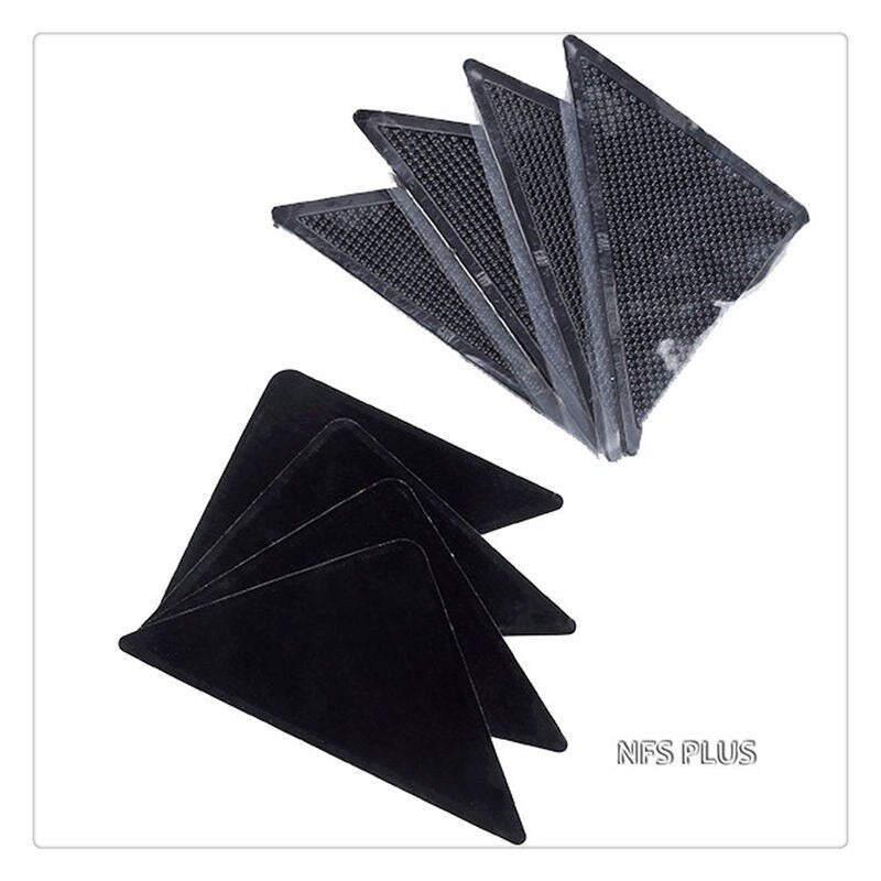 4 Pack Sticky Mat Carpet Rug Grippers 10.5x10.5x15cm Triangle Anti Slip Silicone Washable Reusable Floor Mat Door Carpet Pad